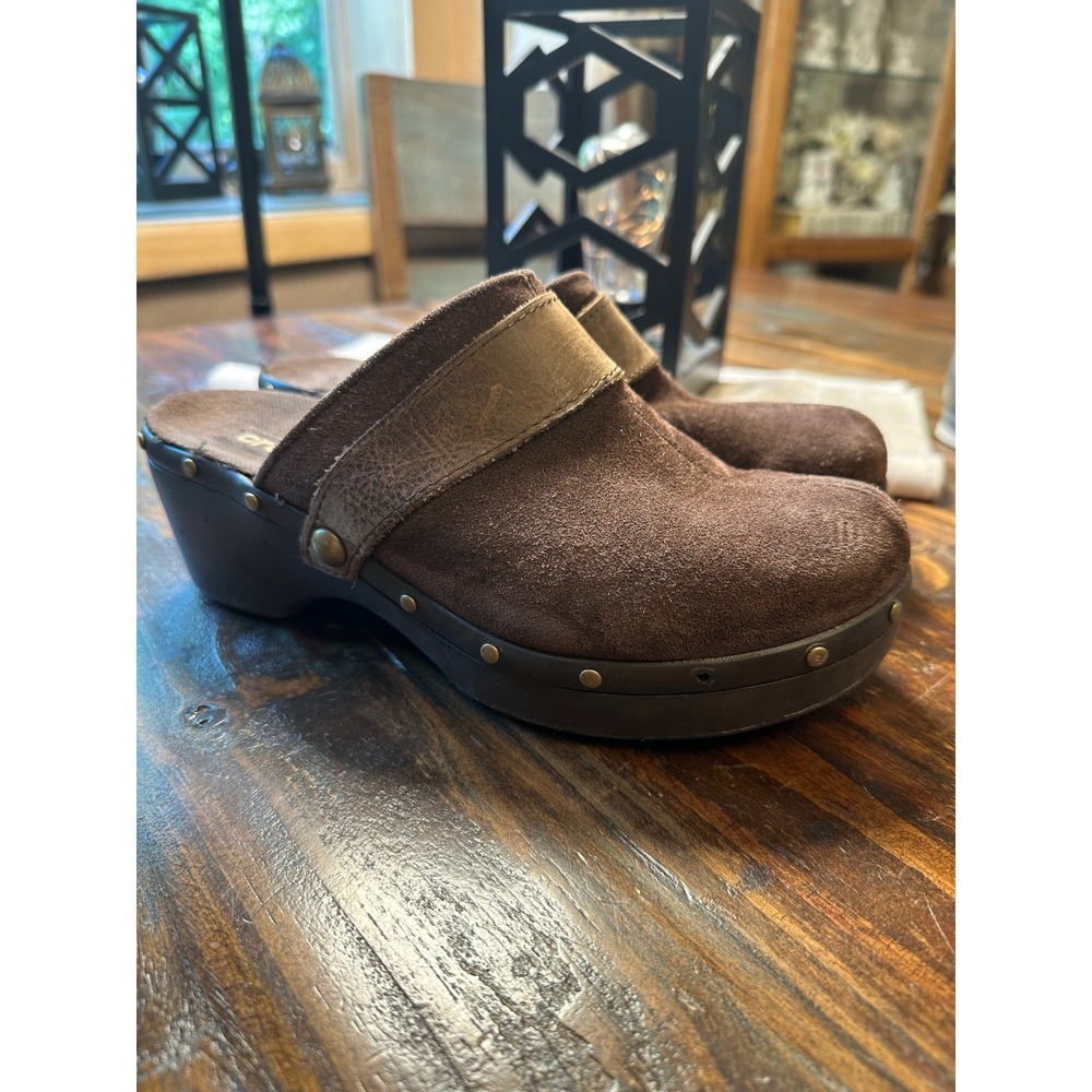 Crocs Brown Suede Cobbler Studded Platform Clogs Mules Womens 9 12314 Boho Wedge